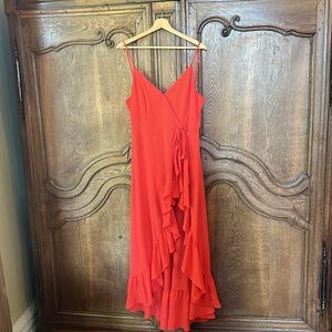 DO+BE Red Ruffle Faux Wrap Romper